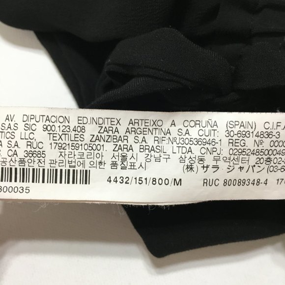 ZARA Baggy Elastic Waist Front Tie Cropped Slit Side Hem Black Size M Pu… - Picture 9 of 16